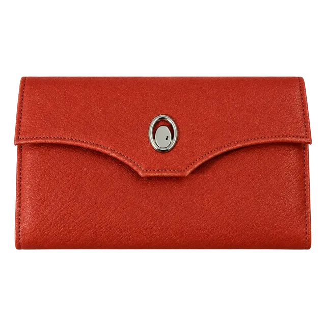 Red Leather Wallet Clutch