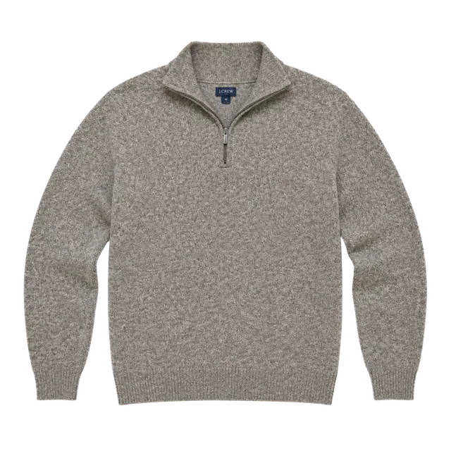J.Crew 1/2 Zip Pullover Sweater Size M Brown Heather Long Sleeve