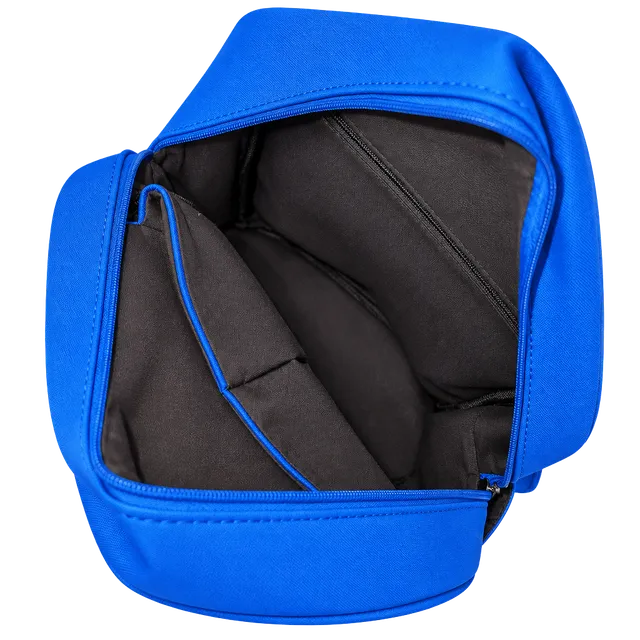 Blue Faux Leather Backpack