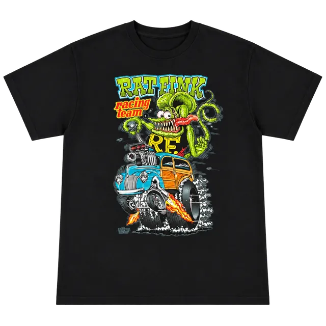 Rat Fink Racing Team T-Shirt Size XL Black Graphic Tee