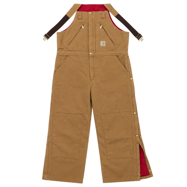 Carhartt Quilted Lined Bib Overalls Brown Duck Workwear
