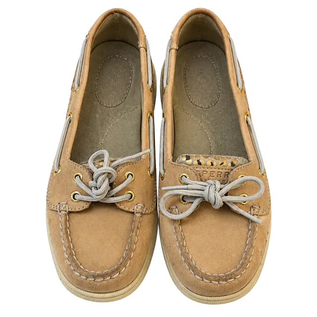 Sperry Angelfish Boat Shoes Tan Leopard Metallic Leather