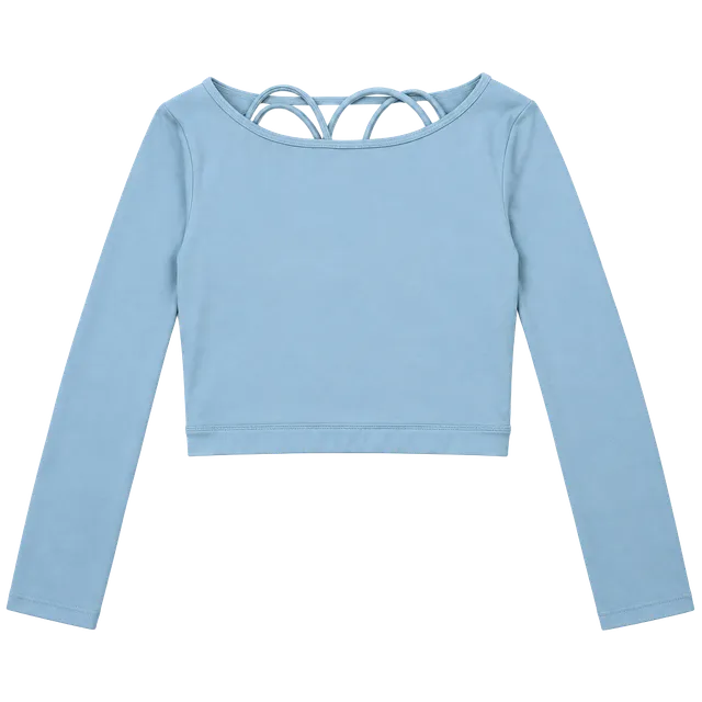 Move Theology Long Sleeve Crop Top Size L Light Blue Athletic