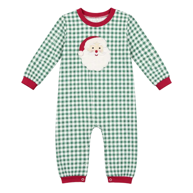 Busy Bees Smocks Christmas Santa Onesie 18M Green Gingham