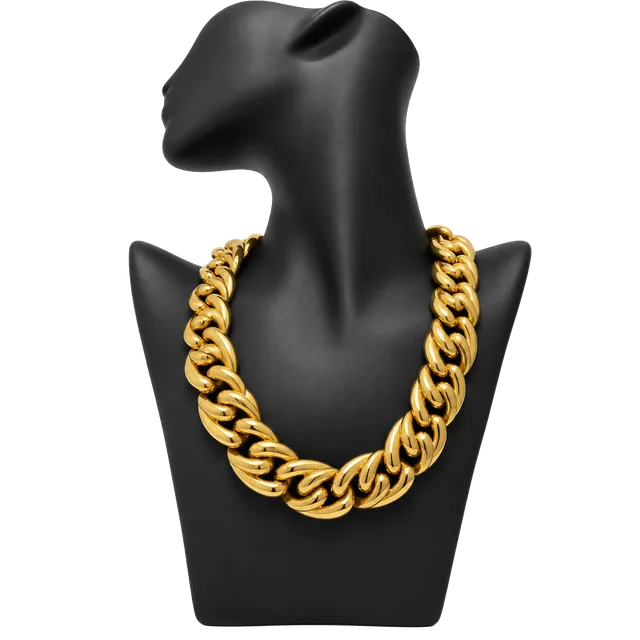 Vintage 1980s Chunky Gold Tone Statement Link Choker Necklace