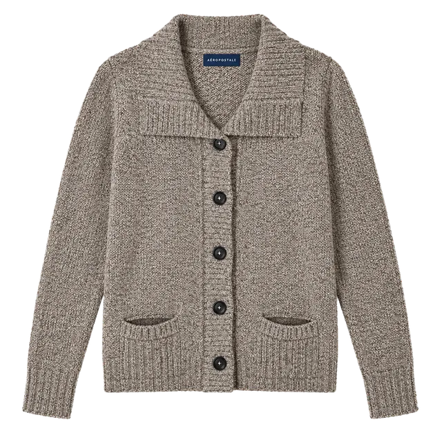 Karen Scott Marled Knit Button Front Cardigan Sweater Olive Gray Size Large