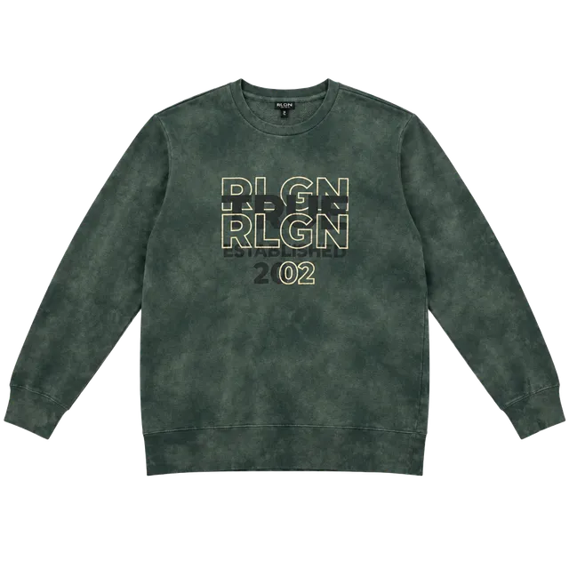 True Religion Logo Sweatshirt Size M Green Tie Dye Pullover Top