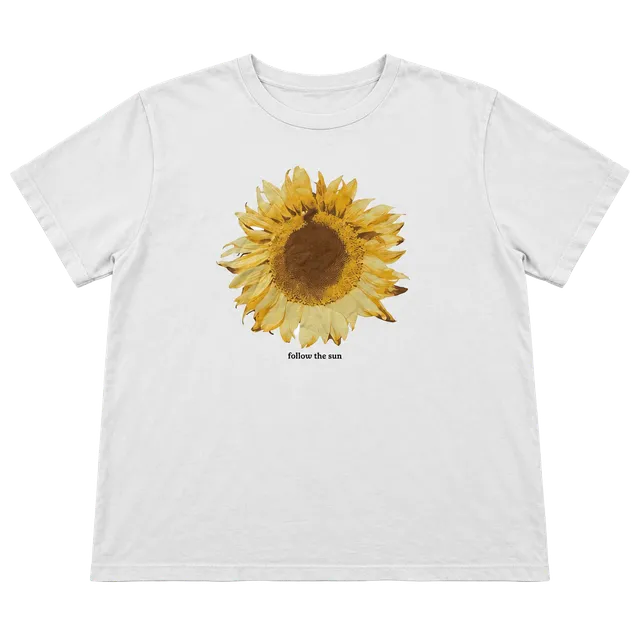 Graphic T-Shirt White Sunflower Follow The Sun