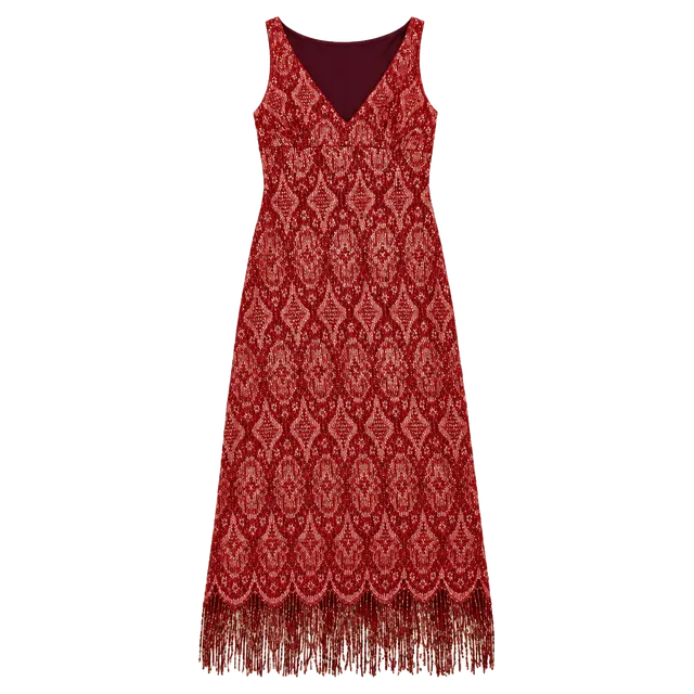Nicole Miller Sleeveless Metallic Fringe Dress Size S