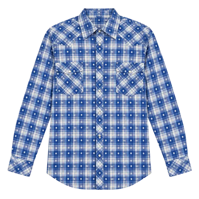 Tecovas Western Pearl Snap Shirt Size XXL Blue Plaid