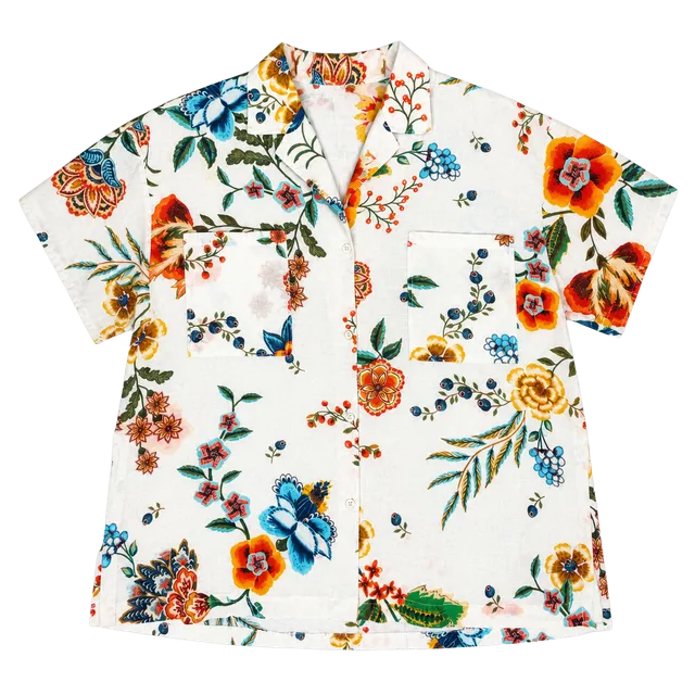 Johnny Was California Floral Button Down Shirt M Boho Botanical Camp Top