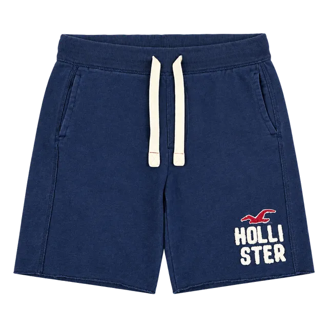 Hollister Sweatpants Shorts Size M Blue Fleece Drawstring Logo