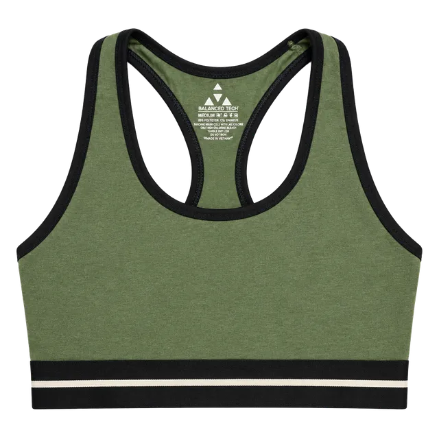 Balanced Tech Active Cotton Racerback Bra Size M Thyme Green