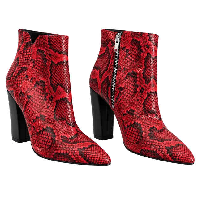 LUS 3 Dolce Vita Ankle Boots Size 8 Red Snake Print