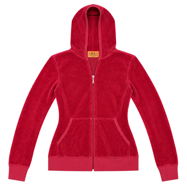 Vintage Juicy Couture Velour Zip Hoodie Size S Red
