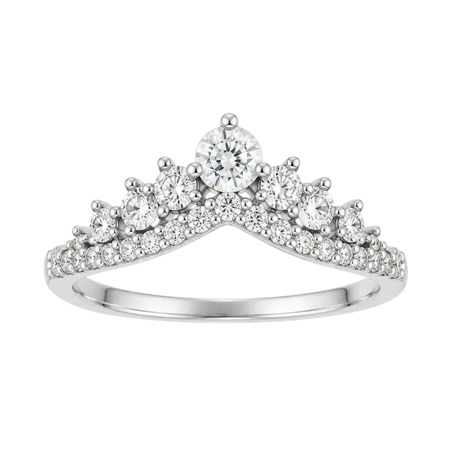 Elegant Crown Style Moissanite Ring - Royal Inspired Engagement Ring for Her, 925 Sterling Silver US Size 7 ca