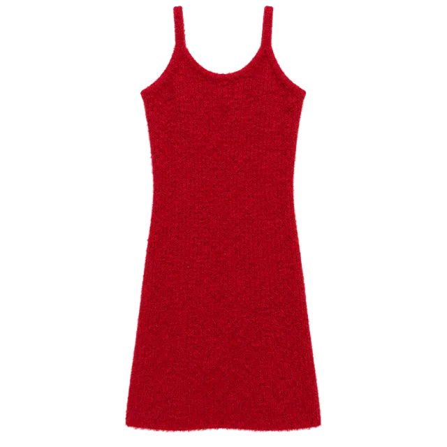 Art Class Red Fuzzy Eyelash Knit Sweater Dress Size L 10/12
