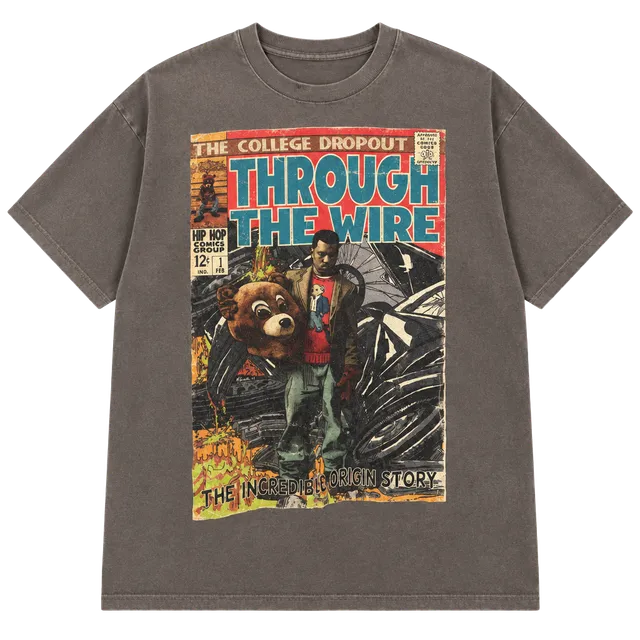 Kanye West Through The Wire The College Dropout Graphic T-Shirt Gray