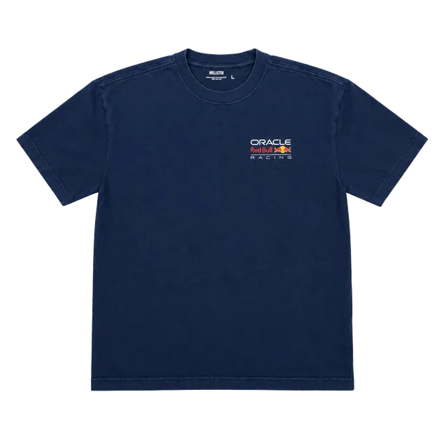 Hollister Oracle Red Bull Racing T-Shirt Size L Navy Heavyweight
