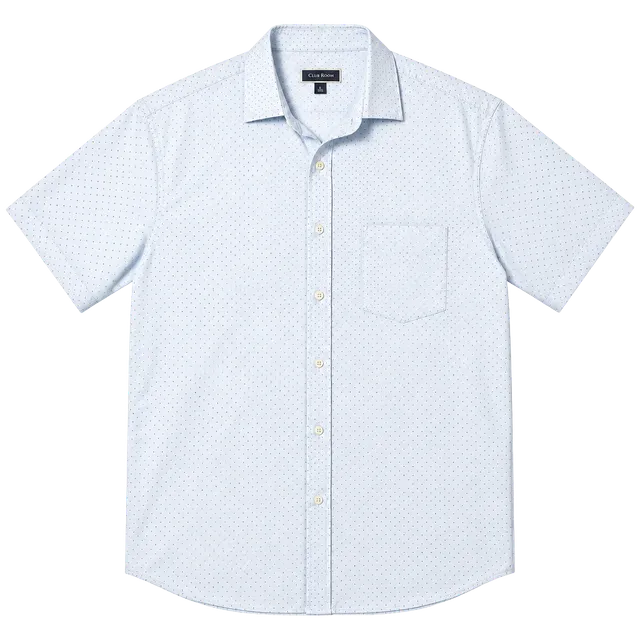 Club Room Short Sleeve Button Down Shirt Size XL Blue Polka Dot
