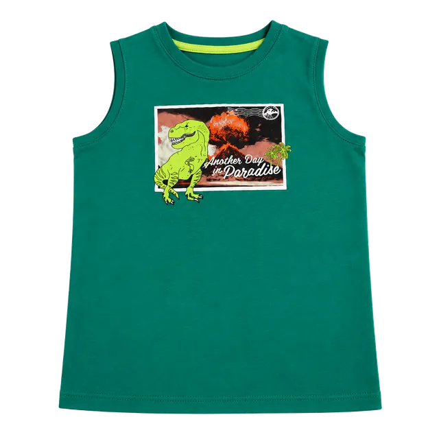 Cat & Jack Boys Green Dinosaur Sleeveless Sleep Tank Top Size XL