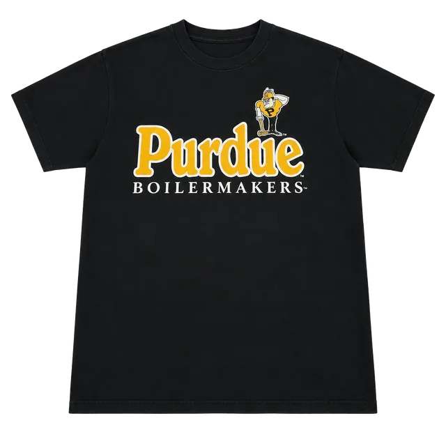 Vintage AM Purdue Boilermakers T-Shirt Size L Black Graphic Tee