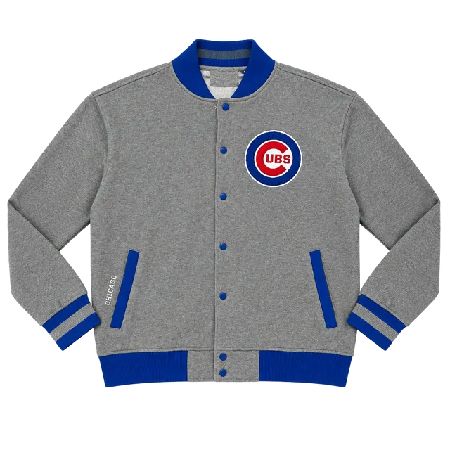 Genuine Merchandise Chicago Cubs Full Snap Varsity Jacket Gray Size L