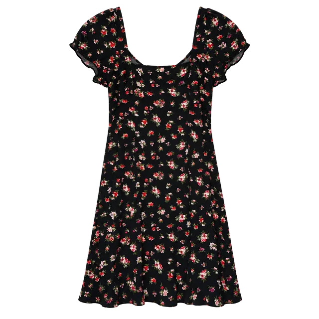 Love Tree Floral Mini Dress Size L Black Red