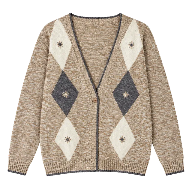 🤎 Perfect cozy vintage cardigan 🍂 cottagecore argyle grandmacore size s