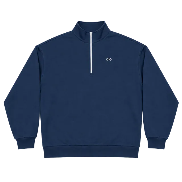 Alo Yoga Accolade 1/4 Zip Pullover Size L Navy Blue