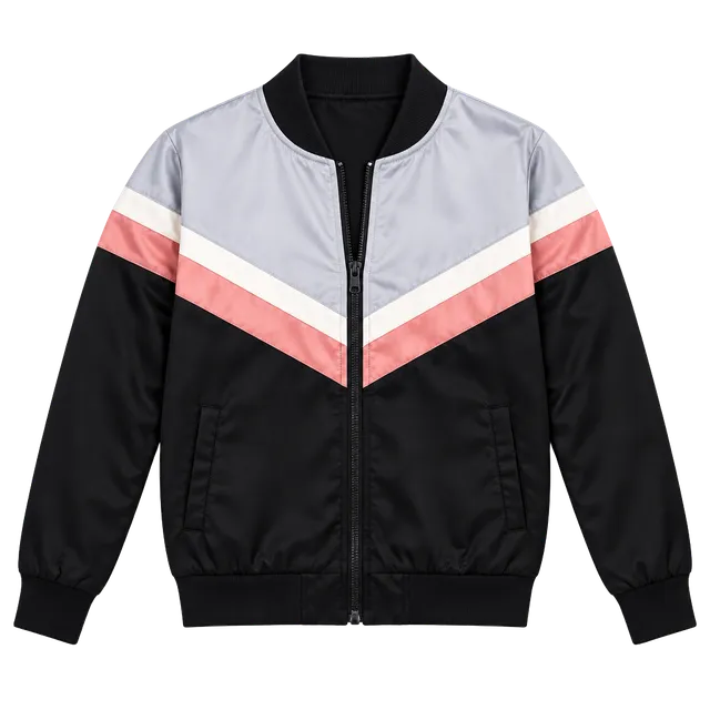 Express Silky Chevron Bomber Jacket Multi Colorblock