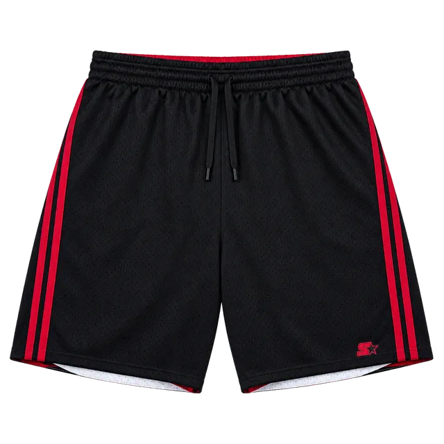 Starter Athletic Shorts Black Red Mesh