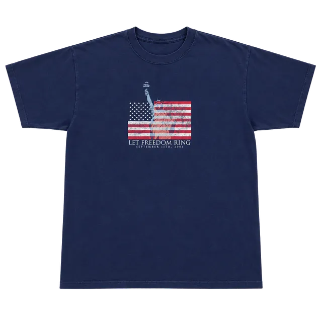 VTG Let Freedom Ring September 11th 2001 T-Shirt Size XL Navy