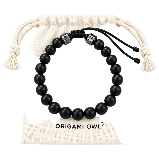 Origami Owl 24.7.365 Matte Black Bead Bracelet New