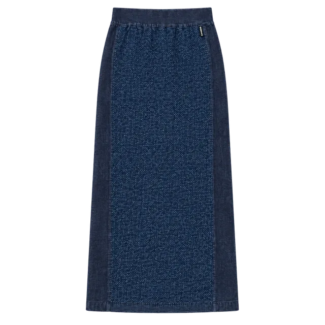Blue Willi's Long Maxi Skirt Size S Blue Textured Knit Panel Midi