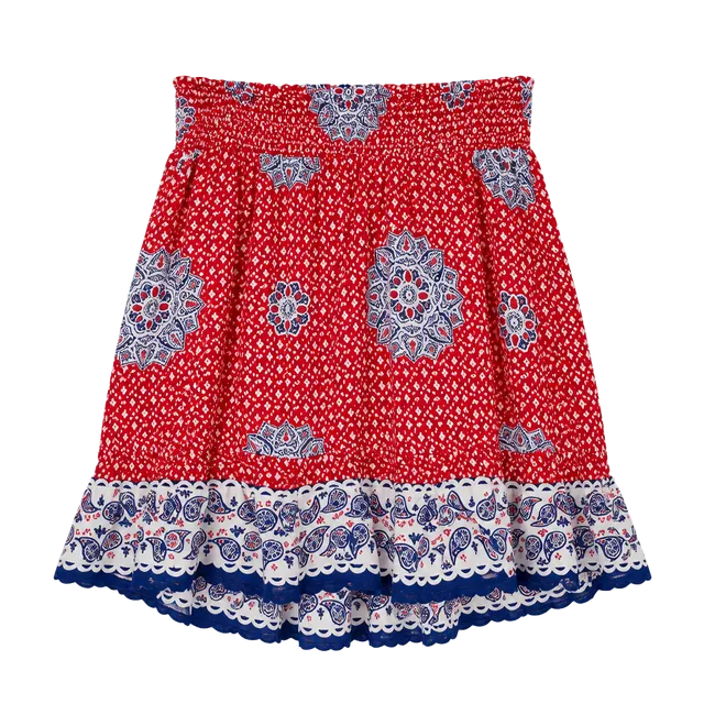 Old Navy Maternity Skirt Size S Red Blue Paisley Boho Cotton