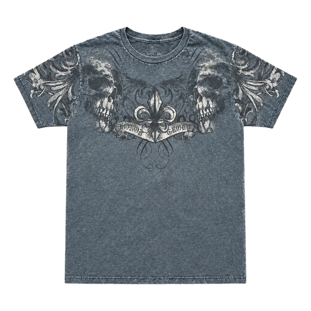 Helix Skull Cross Graphic T-Shirt Size M Blue Y2K Grunge