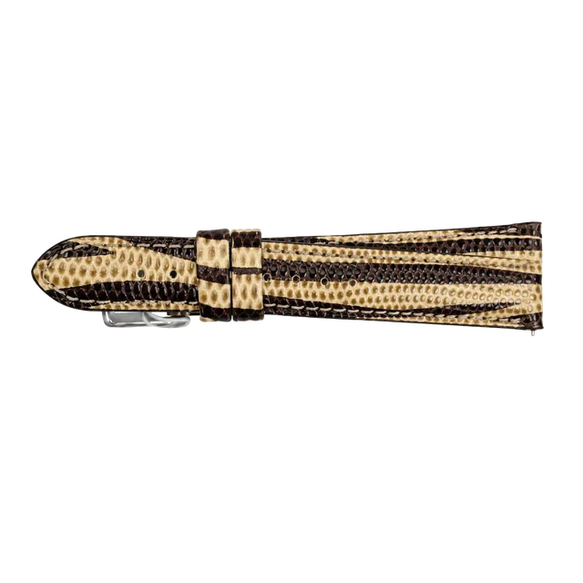Michele Watch Strap Size 16 Brown Beige Lizard Print Leather New With Tags