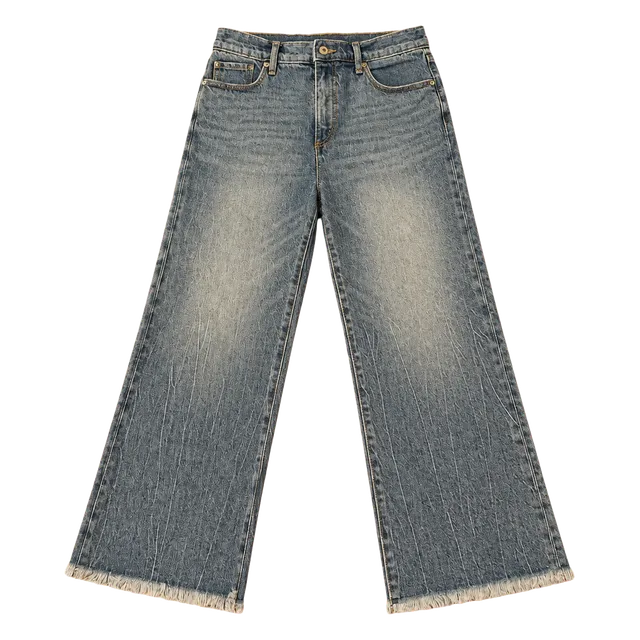 LOFT Crop Flare Jeans Size 27P Blue Raw Hem h74