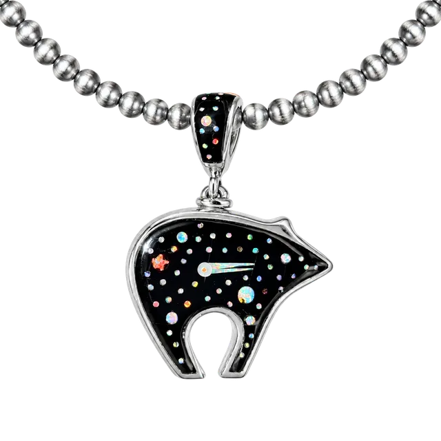 Vintage Reversible Sterling Silver Southwestern Celestial Bear Pendant
