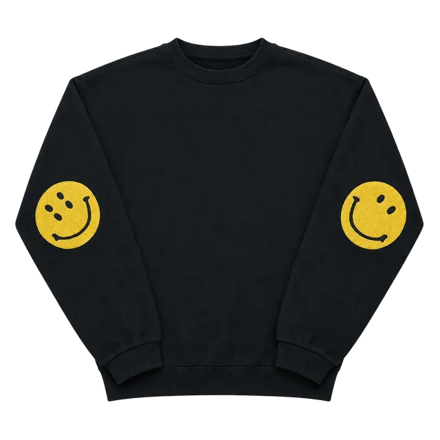 Kapital Eco Fleece Smiley Sweatshirt Black Size 4/XL