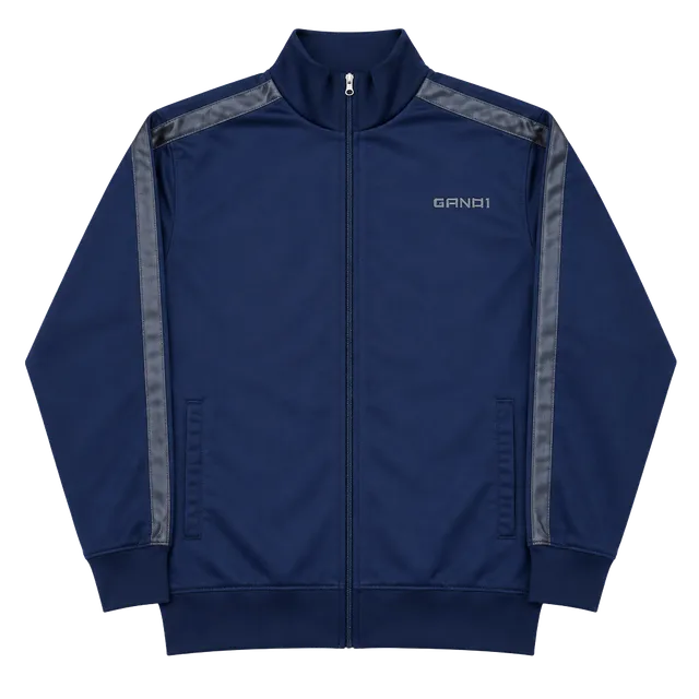 And1 Track Jacket Size L Navy Blue Full Zip Piping Vintage
