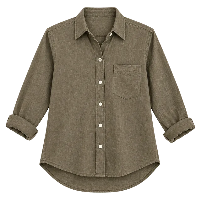 Aritzia Wilfred Women’s Linen Button Down Shirt XS Taupe Brown Oversized