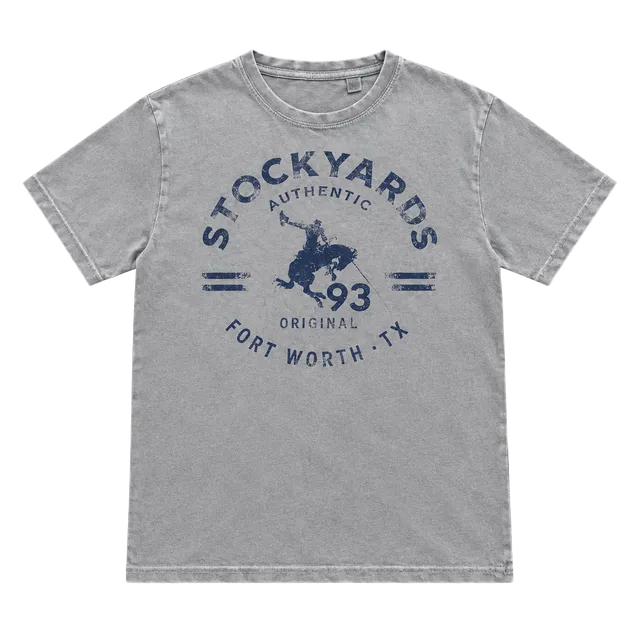 Blue 84 Stockyards Fort Worth TX T-Shirt Size YOUTH L Gray Graphic Tee