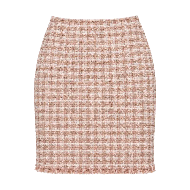 Calvin Klein Women’s 8P Pink Tweed Mini Skirt Petite NWT Frayed Hem Lined
