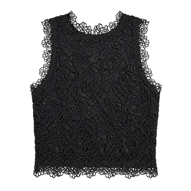 Black Lace Crop Top