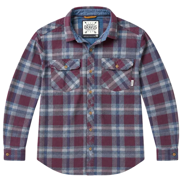 Dravus Plaid Long Sleeve Flannel Shirt Size S Burgundy Blue