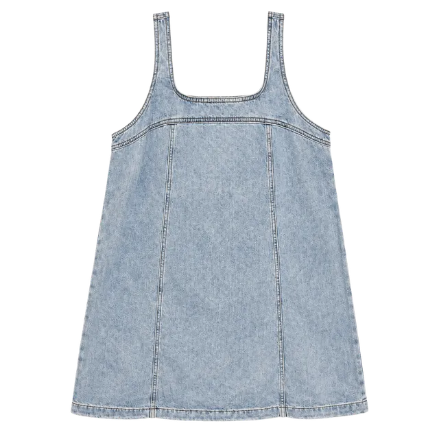 Madewell Denim Mini Dress Size 12 Light Wash Square Neck Sleeveless Cotton Shift