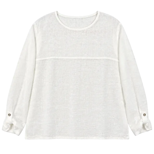 Little Lies Linen Blouse Size M White Long Sleeve Shirt