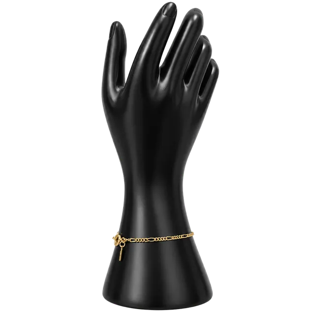 JM Gold Tone Figaro Link Chain Bracelet